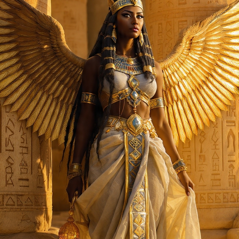 Egyptian Goddess Ma'at Art Print In A Glass Front Frame 8x10 - Picture 2 of 2